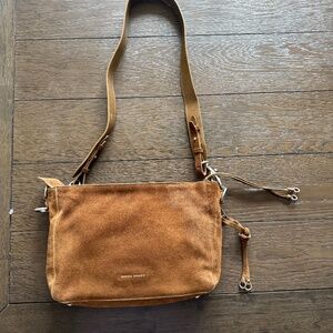 Rebecca Minkoff Suede Crossbody Bag in Cognac Brown